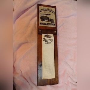 Vtg hand made Grocery List wall plaque